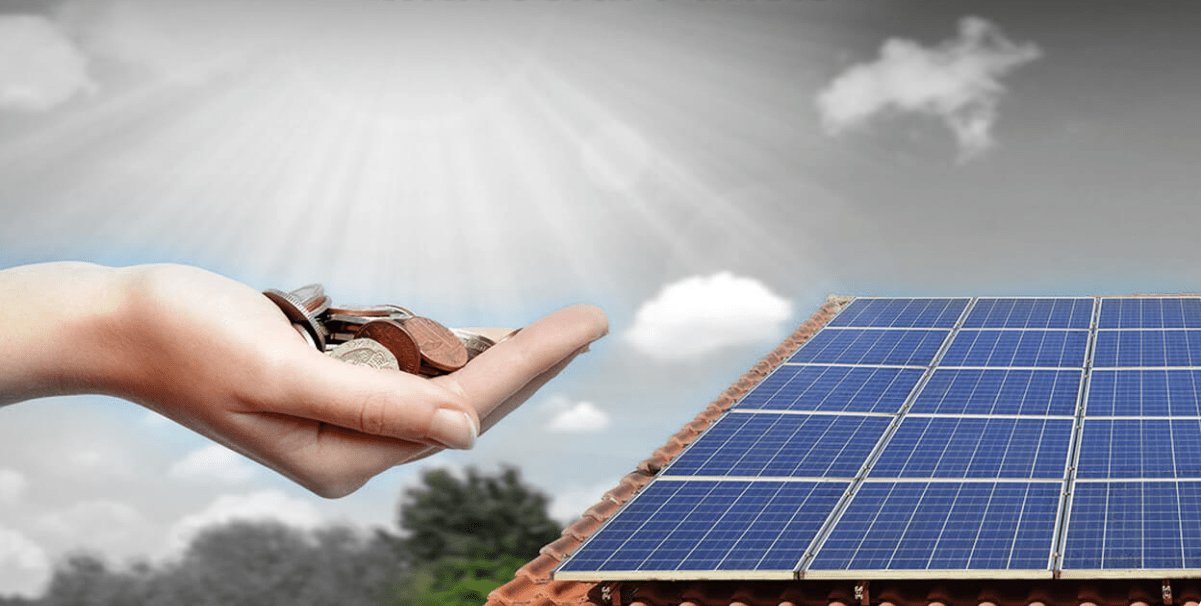 Hands supporting a vision of solar energy